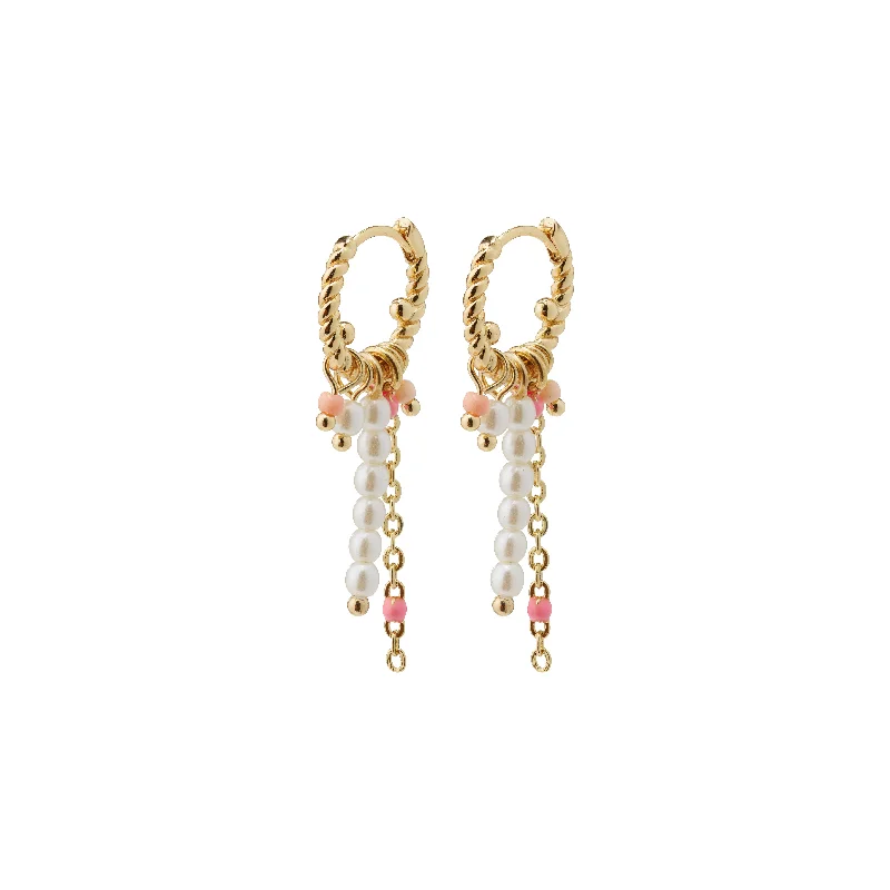 oversized hoop earrings for women -CHATERINE rose colored twirl hoop earrings gold-plated