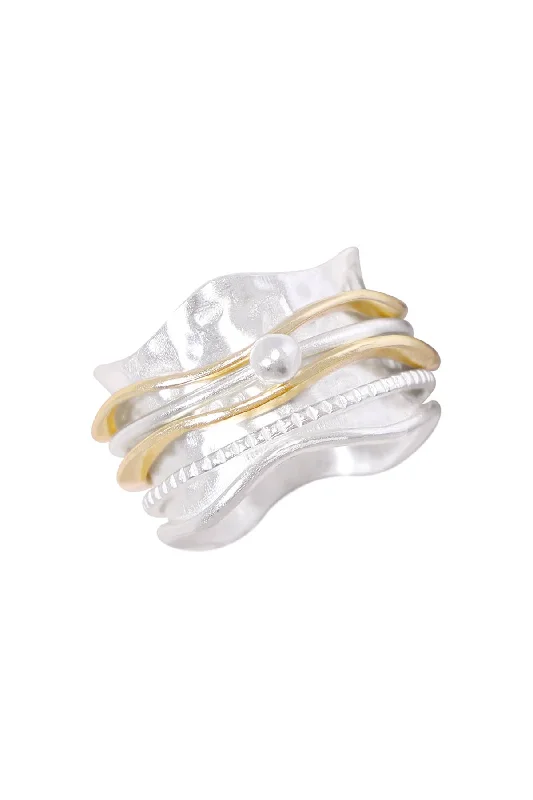 timeless engagement rings -Zoey Simmons - Two-Tone Wave Spinner Ring