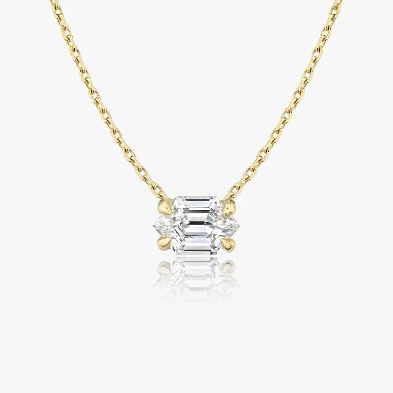 minimalist necklaces for women -Iconic Long Hexagon 14K Gold Necklace w. Lab-Grown Diamonds, 0.75 ct.