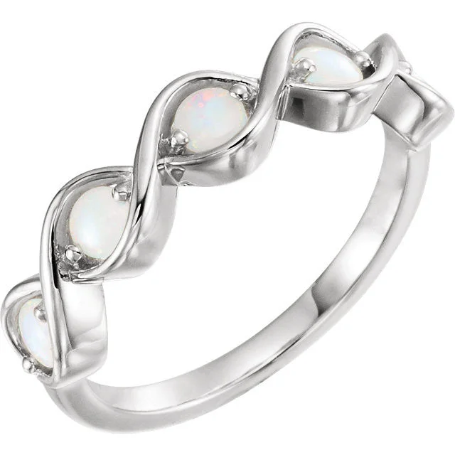 trendy necklaces for women -Australian Opal 5 Stone Stackable Ring - 14k Gold, Platinum or .925