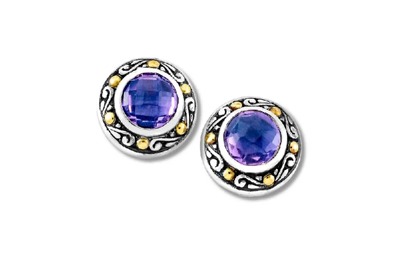 hoop earrings with diamonds -Ambang Earrings- Amethyst