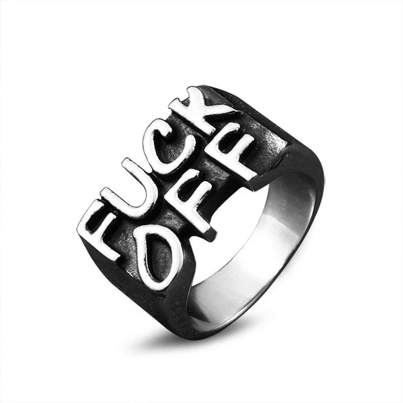 custom diamond rings for women -Men's Punk Letter Ring