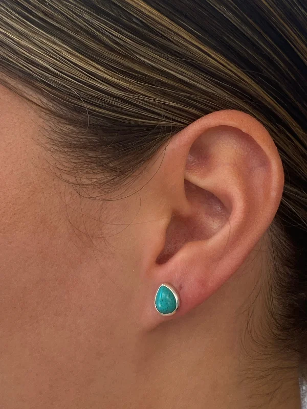 hoop earrings for women -Turquoise Dew Drop Studs Large