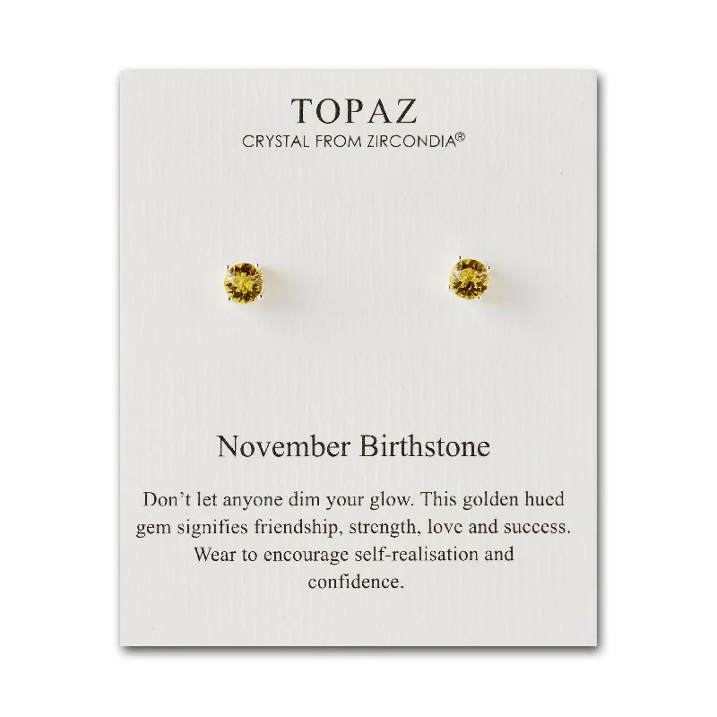 radiant earrings for women -November (Topaz) Birthstone Earrings Created with Zircondia® Crystals