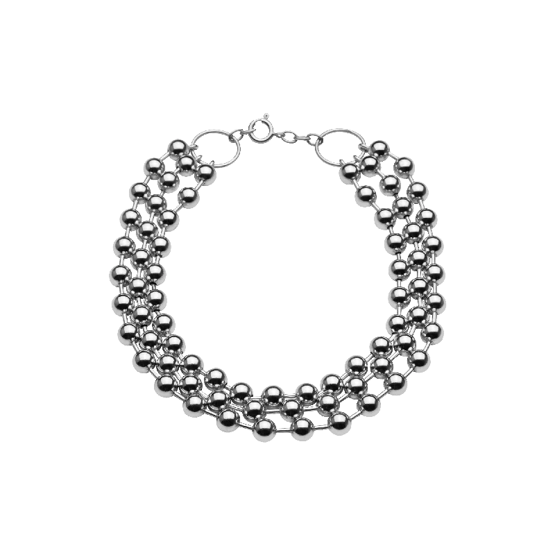 bold necklaces for women -Champagne Triple Choker Silver