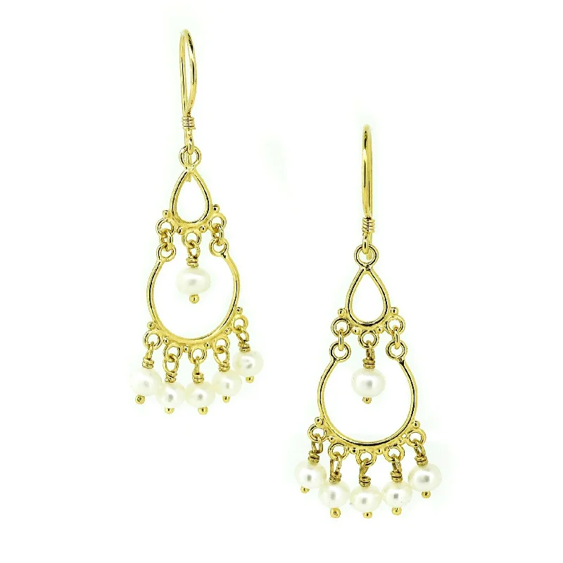 wedding drop earrings for women -Shinju Pearl Earrings Gold