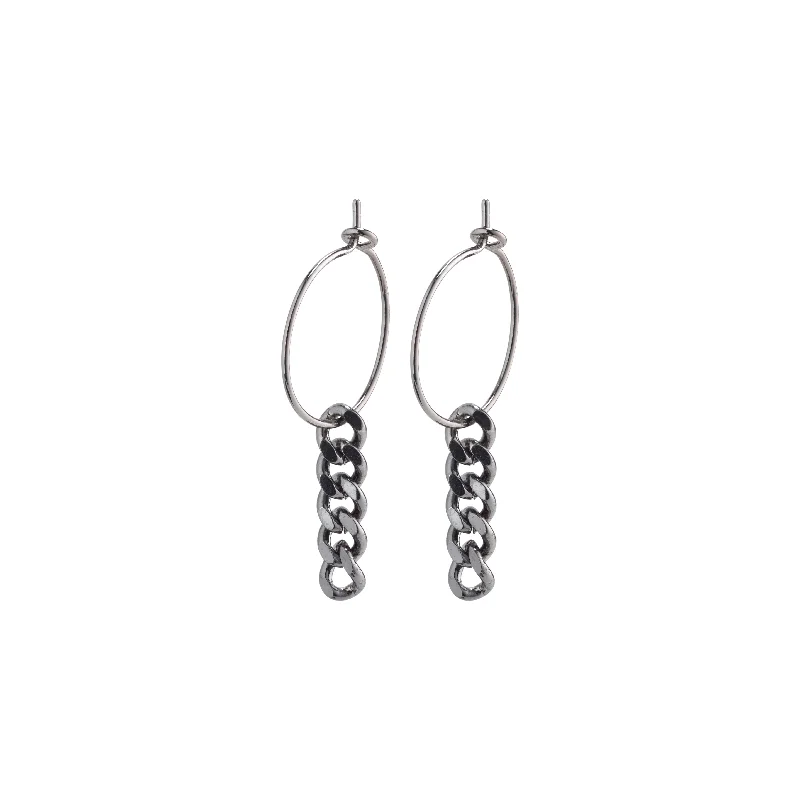 minimalistic earrings for women -WATER earrings hematite-color