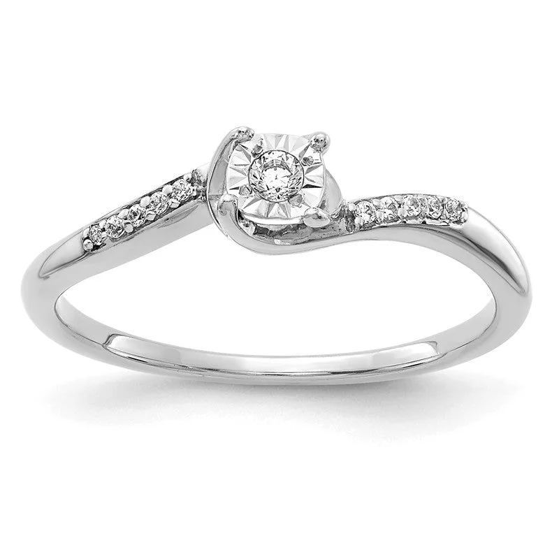 anniversary necklaces for women -14K White Gold Diamond Accented Promise Ring