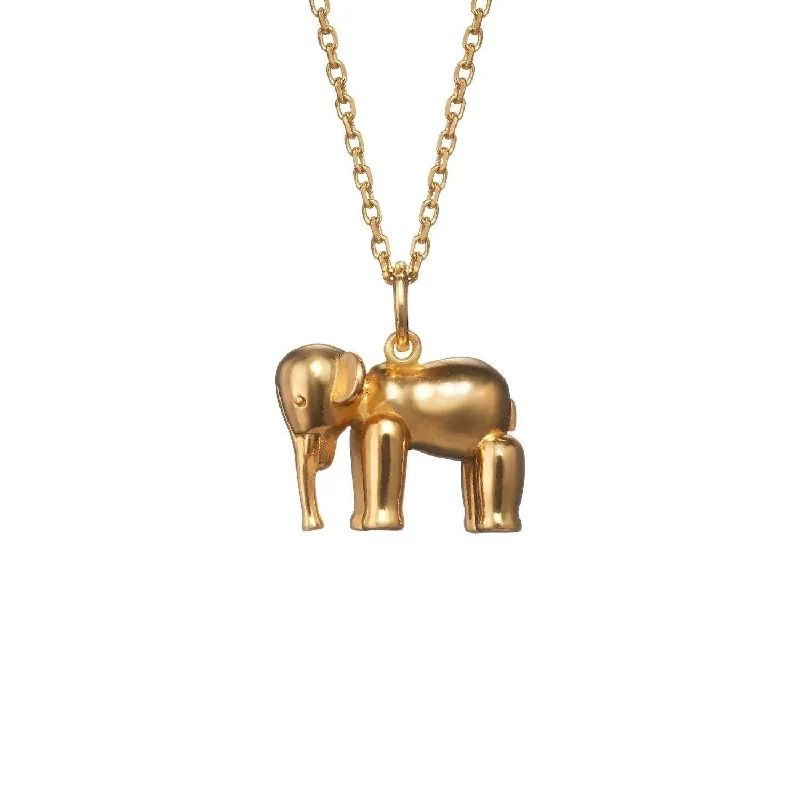 modern necklaces for women -Elephant Gold Plated Necklace