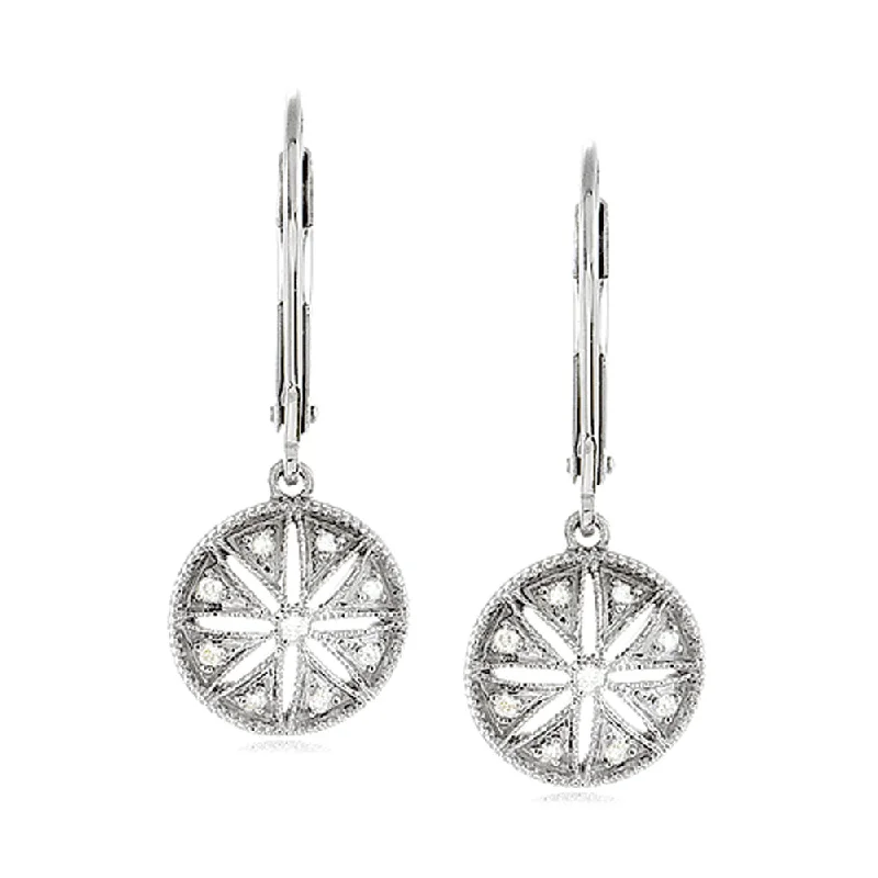 multi-layer earrings for women -Vintage Style Diamond Circle Earrings in Sterling Silver