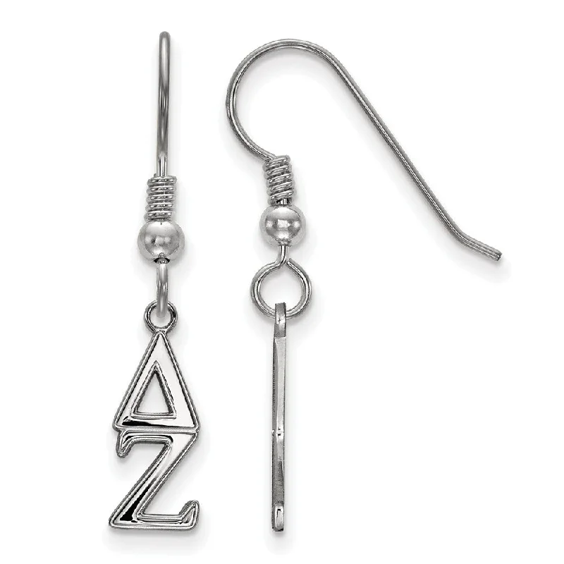 heart-shaped earrings for women -Sterling Silver Delta Zeta XS Dangle Earrings