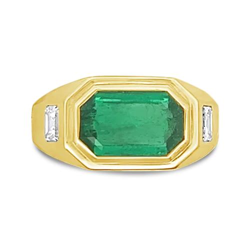 cushion-cut rings for women -Emerald & Diamond Estate Ring