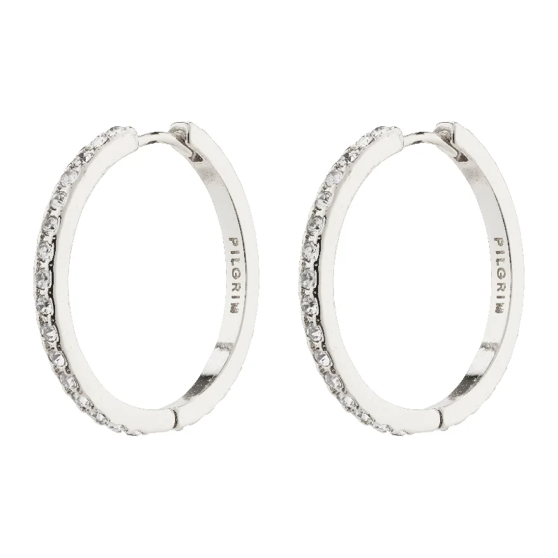 trendy crystal earrings for women -EBNA maxi crystal hoops silver-plated