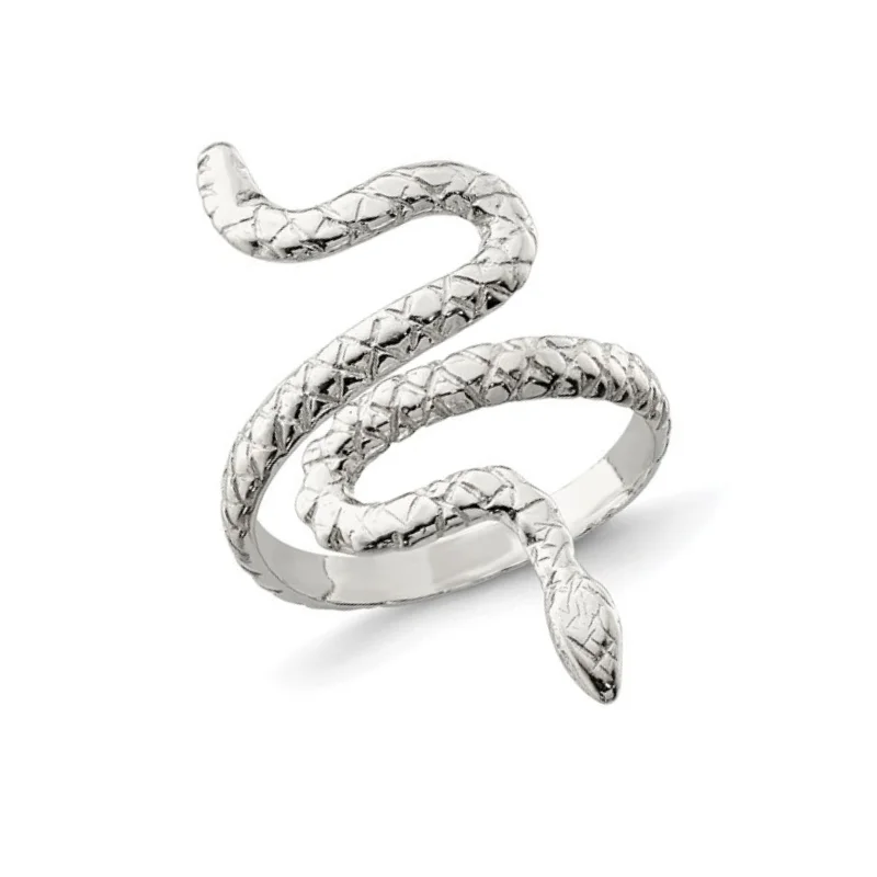 geometric necklaces for women -Sterling Silver Snake Ring