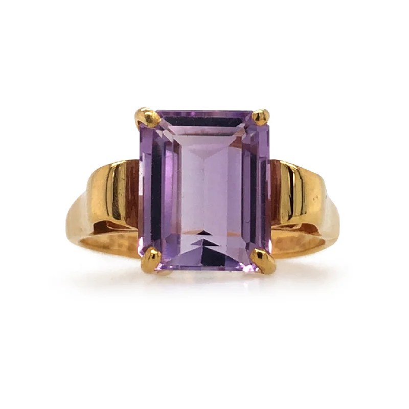 promise rings for couples -Emerald Cut Amethyst Ring