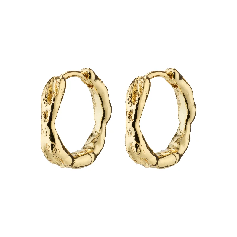 trendy stud earrings for women -EDDY organic shaped small hoops gold-plated