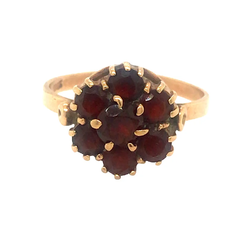 custom diamond rings for women -Garnet Cluster Ring