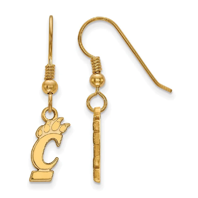 sparkling earrings for women -14k Gold Plated Silver University of Cincinnati Dangle Earrings