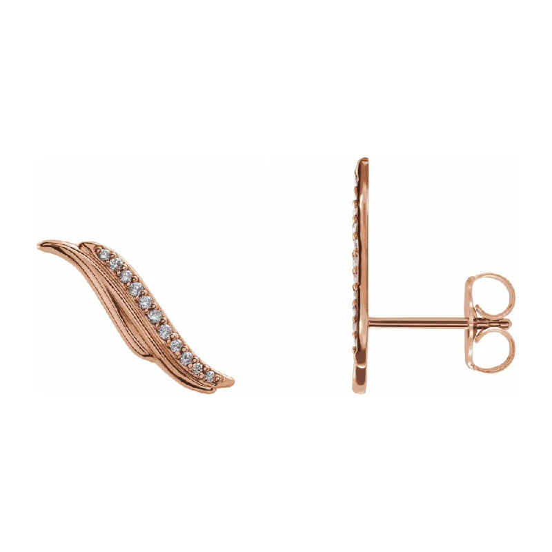 layered drop earrings for women -14K Yellow or Rose Gold .07 CTW Diamond Ear Climbers, 4mm x 16mm