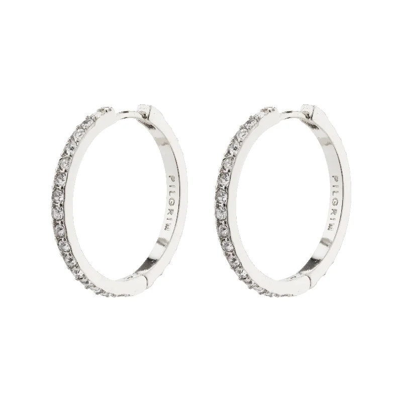 diamond earrings for women -EBNA large crystal hoops silver-plated