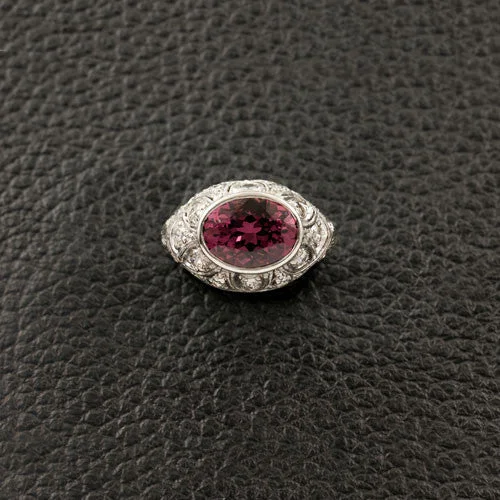 gemstone rings for women -Oval Garnet Estate Ring