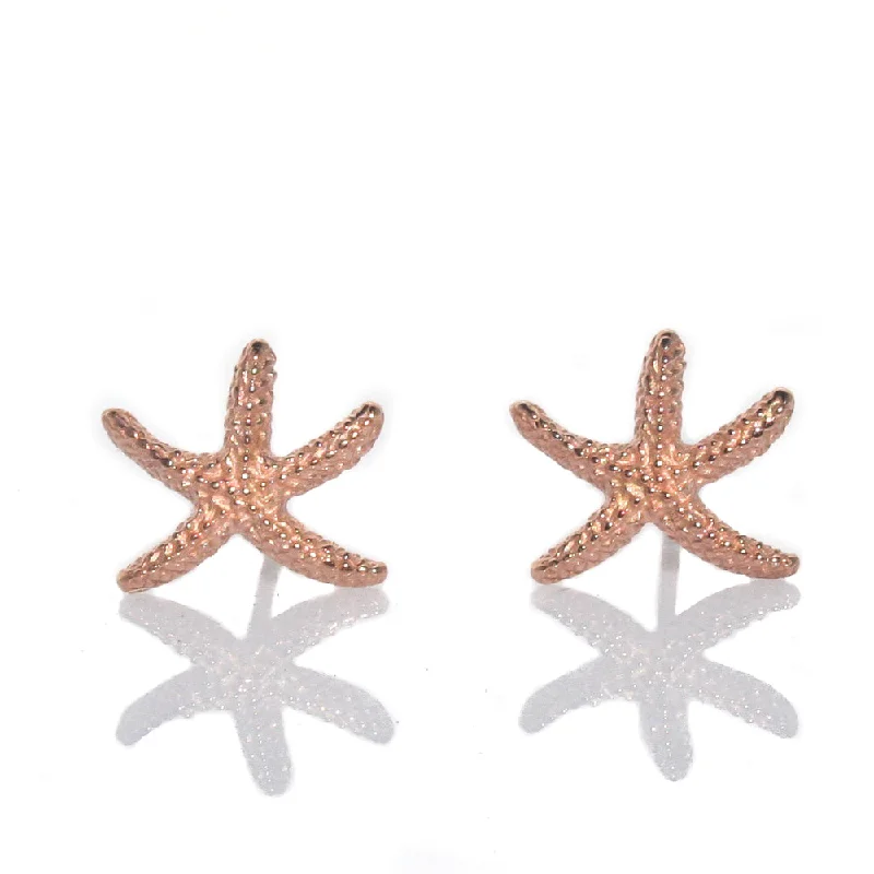 bridal drop earrings for women -Starfish Studs Rose Gold