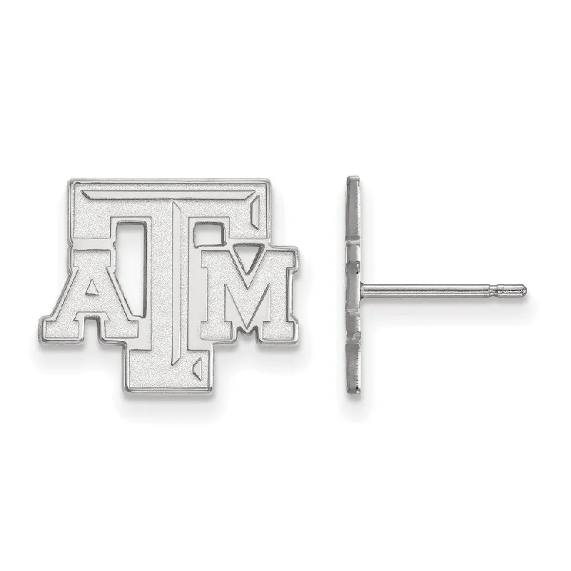 crystal earrings for women -Sterling Silver Texas A&M University Small 'ATM' Post Earrings