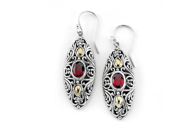 silver dangle earrings for women -Elea Earrings- Garnet