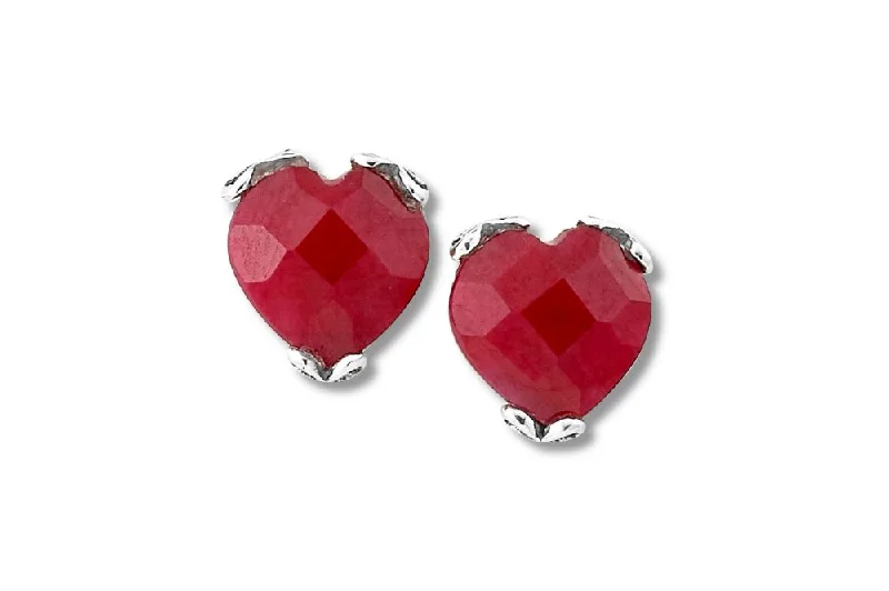 silver dangle earrings for women -Glow Heart Earrings- Ruby