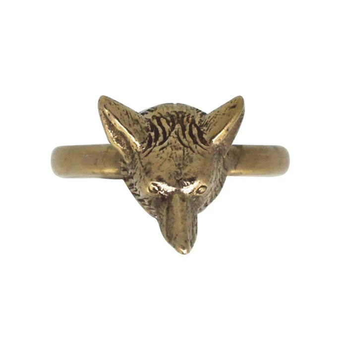 rose gold wedding rings for women -Fox Head Ring