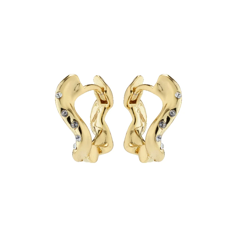 wedding diamond earrings for women -EVRA organic shaped crystal hoops gold-plated