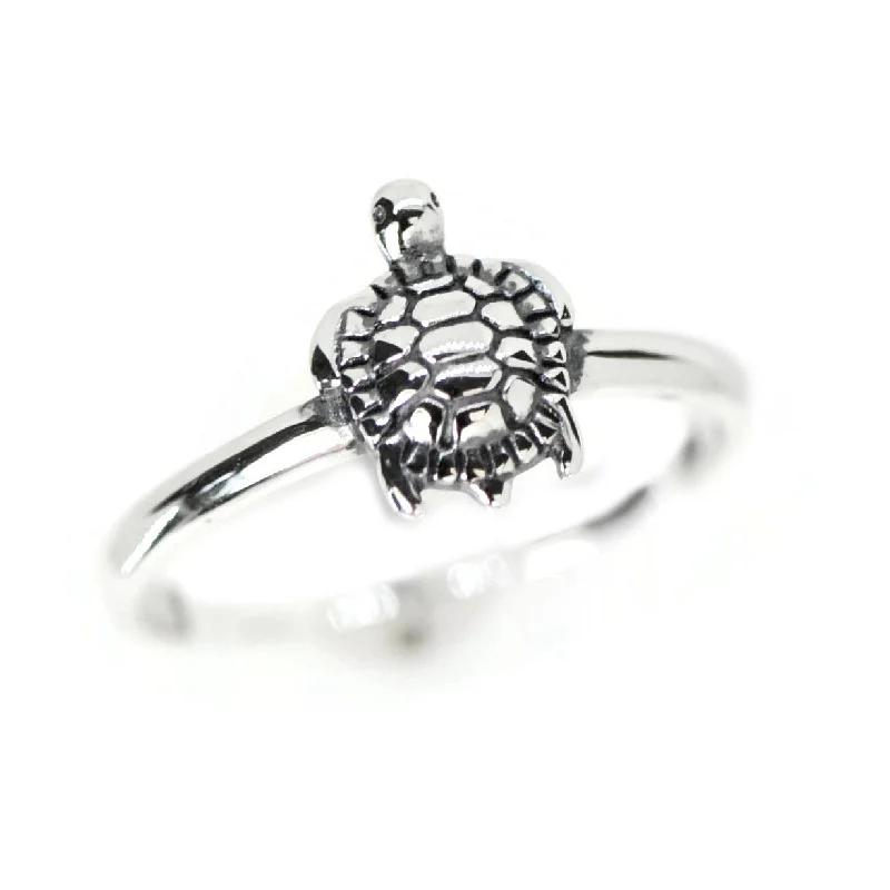 luxury necklaces for women -Sterling Silver Small Sea Turtle Ring