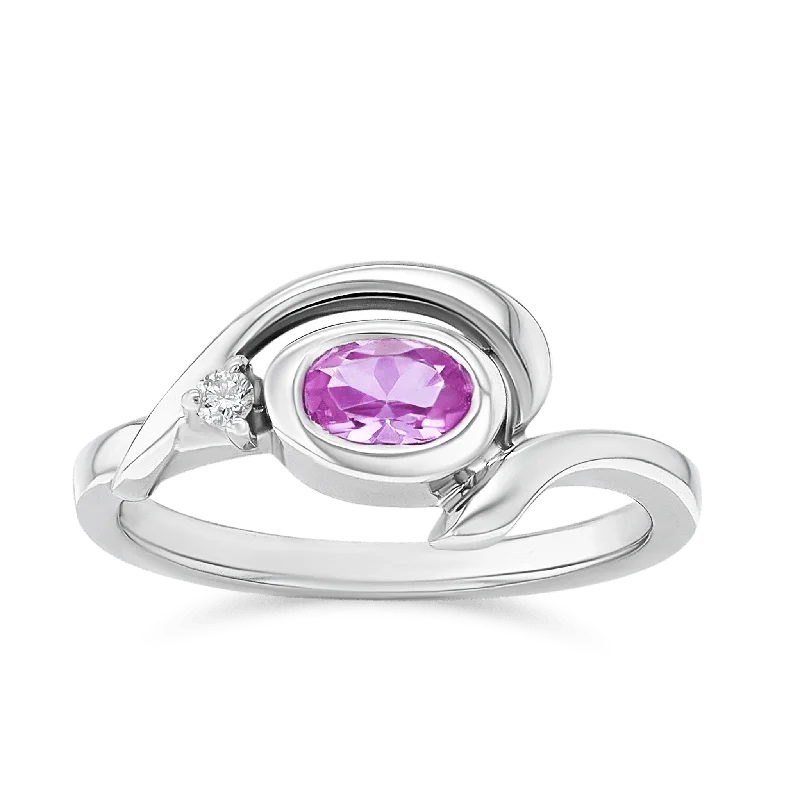 sapphire engagement rings for women -Waves Pink Sapphire Ring