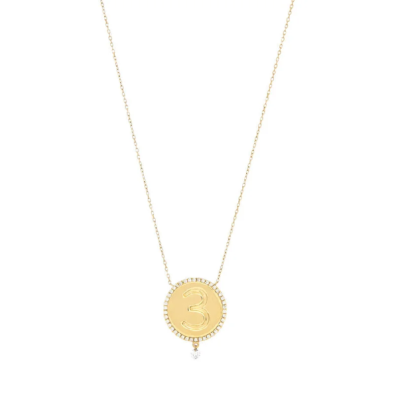 pearl necklaces for women -3 Medallion 18K Gold Necklace w. Diamonds