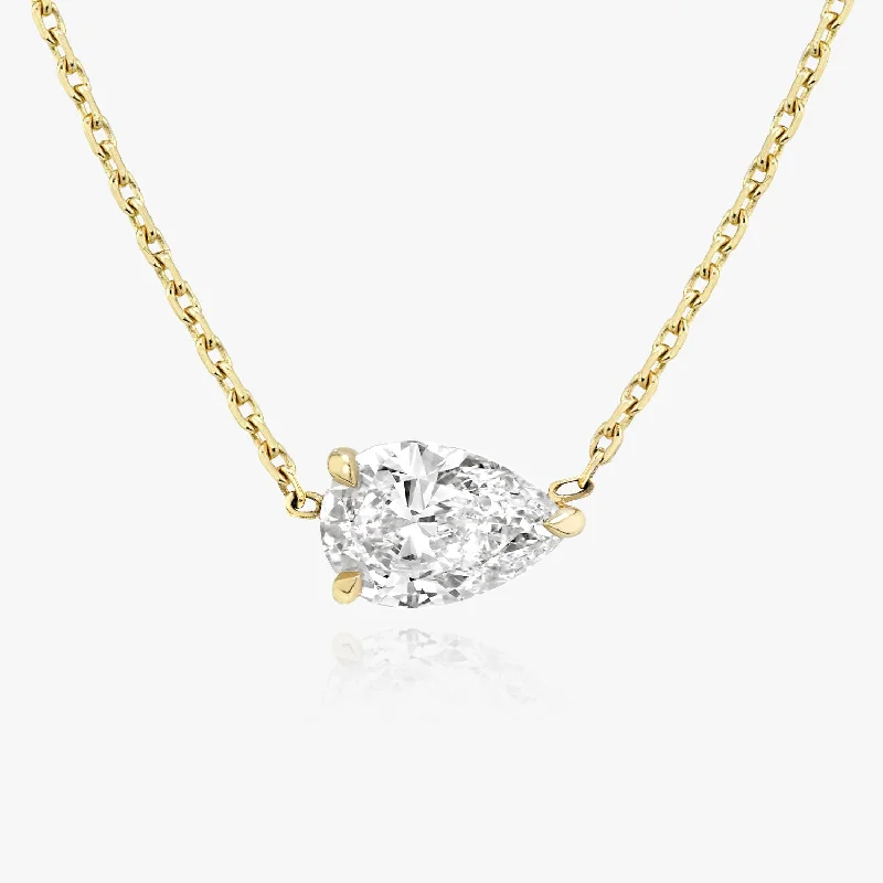 personalized crystal necklaces for women -Solitaire Pear 14K Gold Necklace w. Lab-Grown Diamond