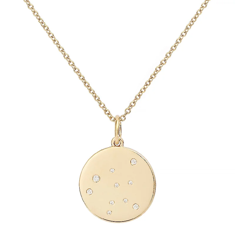 timeless gold necklaces for women -Star Badge Aquarius 18K Gold Necklace w. Diamonds