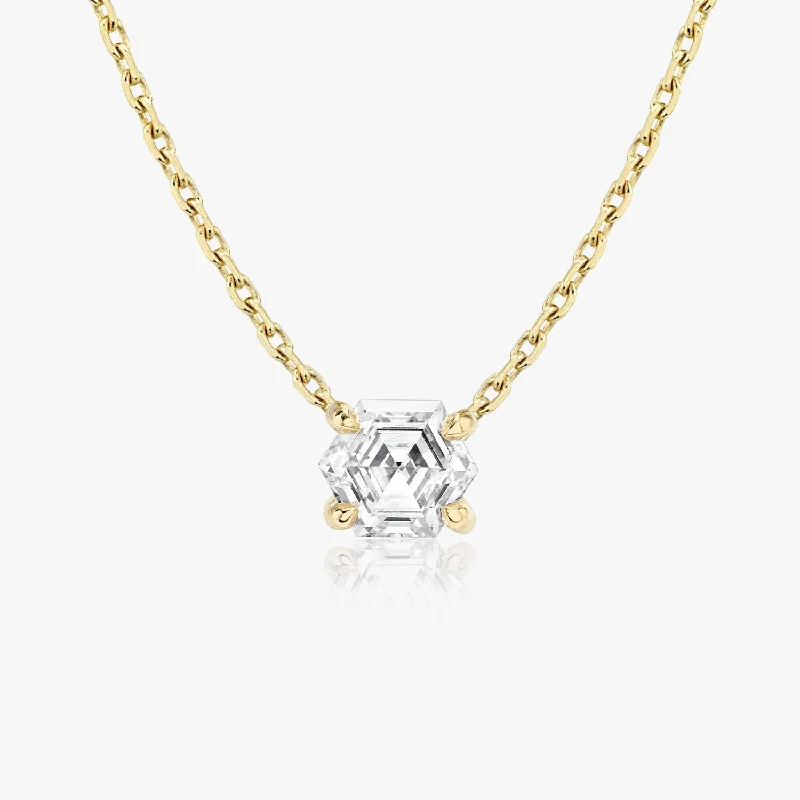 custom name necklaces for women -Iconic Hexagon 14K Gold Necklace w. Lab-Grown Diamonds, 0.75 ct.