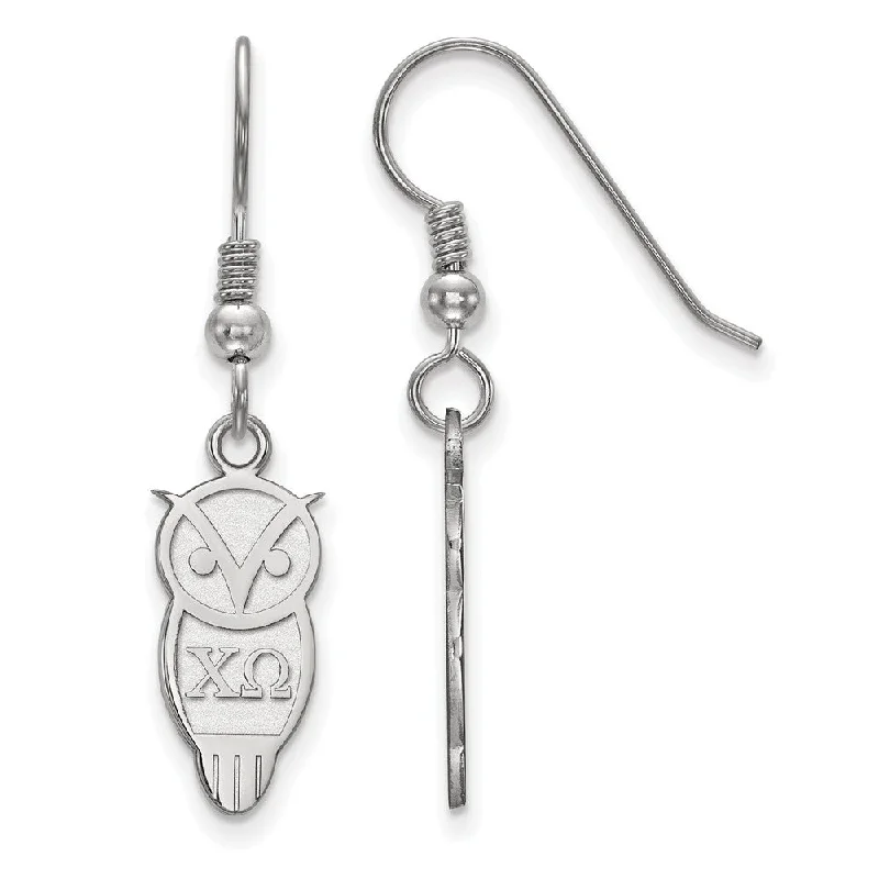 hoop earrings with diamonds -Sterling Silver Chi Omega Small Dangle Earrings