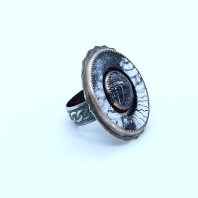 gemstone rings for women -Acid Etched Black Ring