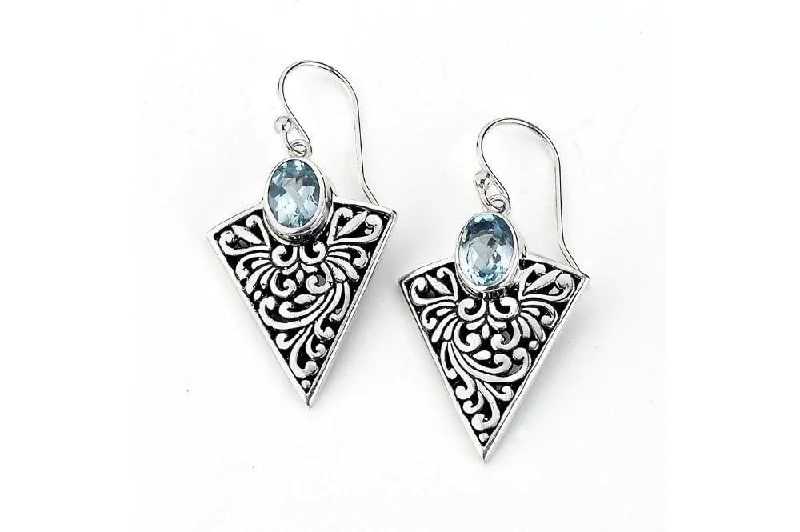 chic earrings for women -Arrowhead Earrings- Blue Topaz