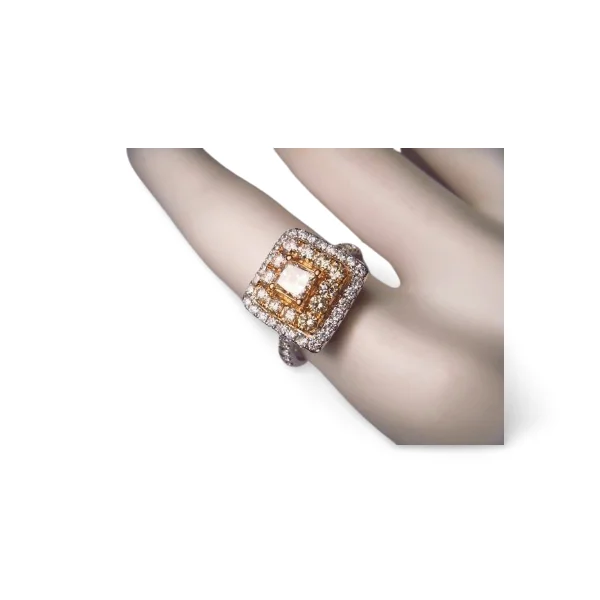 bold rings for women -Exquisite 18K White 2-Tone Gold Square Diamond Designer Ring Band