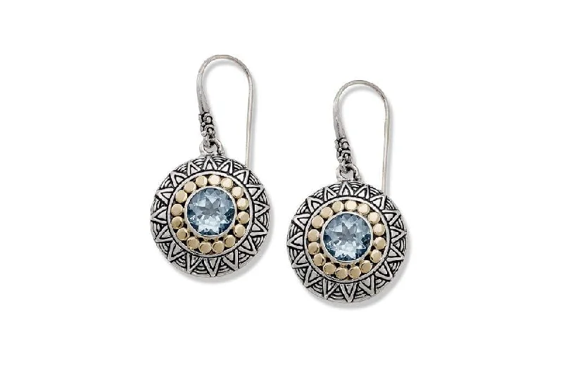 rose gold earrings for women -Tribe Earrings- Blue Topaz