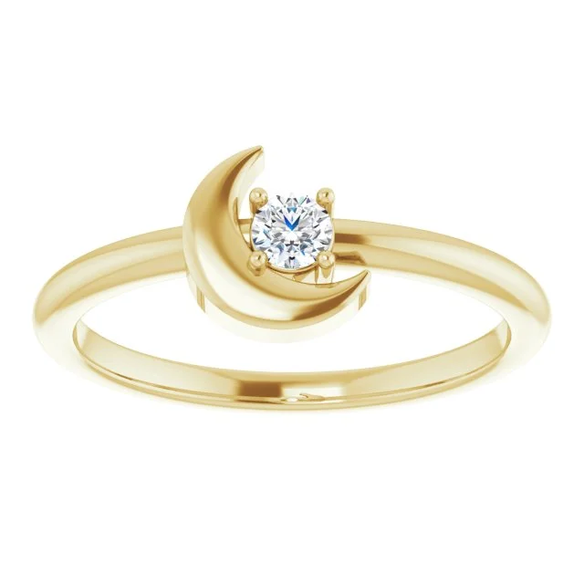 vintage-inspired necklaces for women -14K Gold 1/10 CT Natural Diamond Celestial Ring