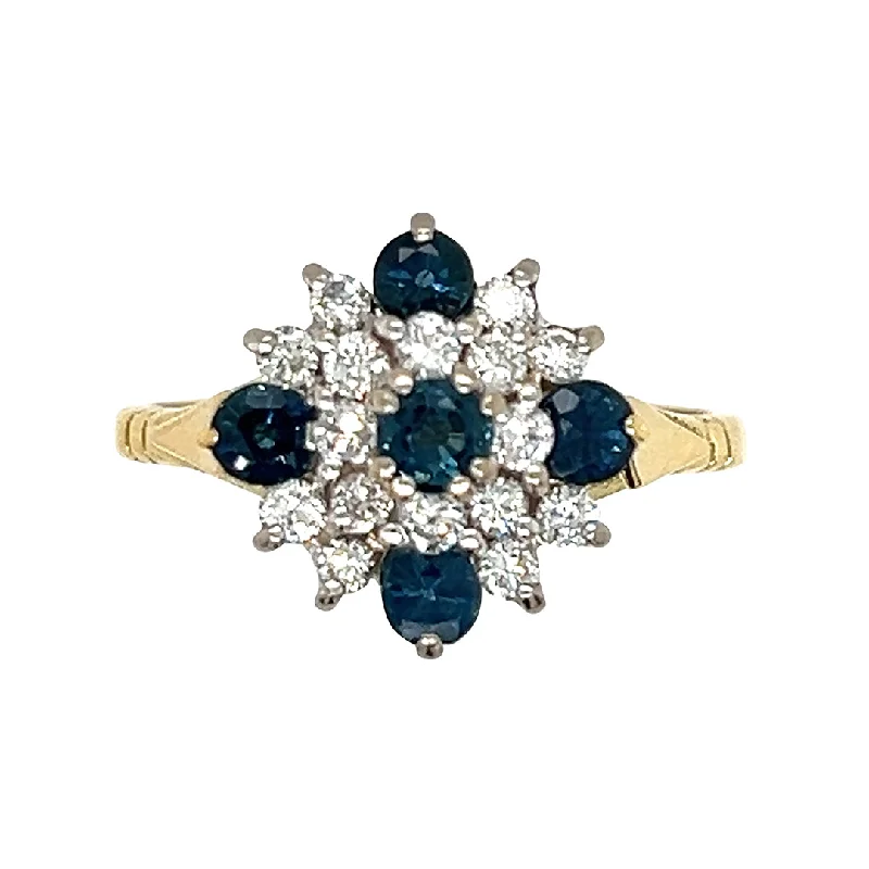 engagement rings for women -Diamond & Sapphire Cluster Ring