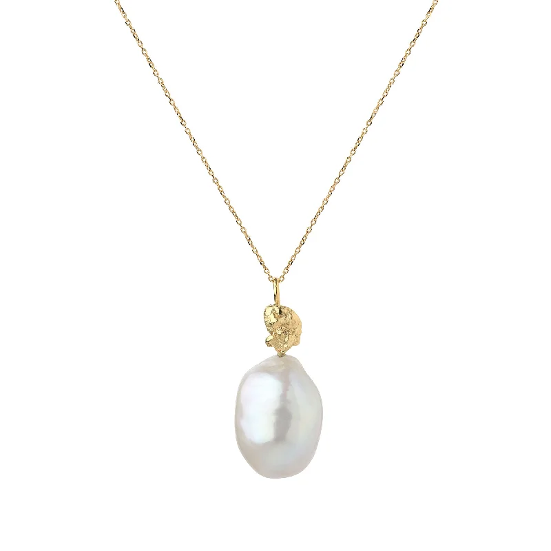 handmade gold necklaces for women -Pearl 18K Gold Necklace w. Pearl