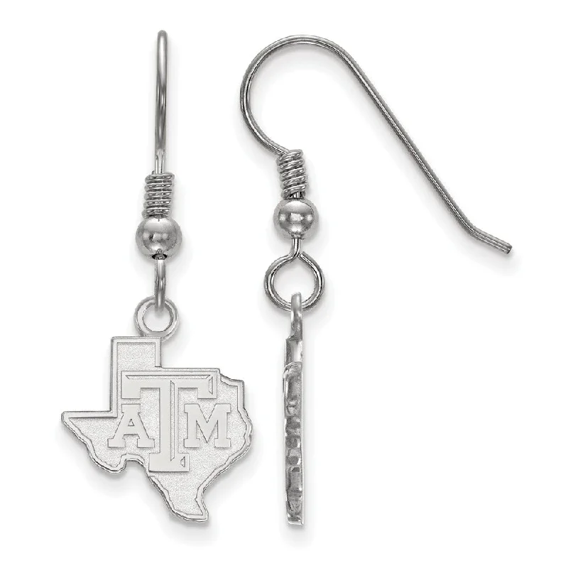 statement earrings for women -Sterling Silver Texas A&M University Small Logo Dangle Earrings