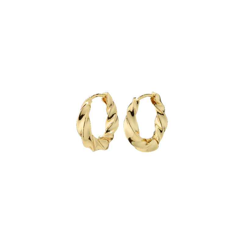 elegant pearl earrings for women -TAFFY medium size swirl hoop earrings gold-plated