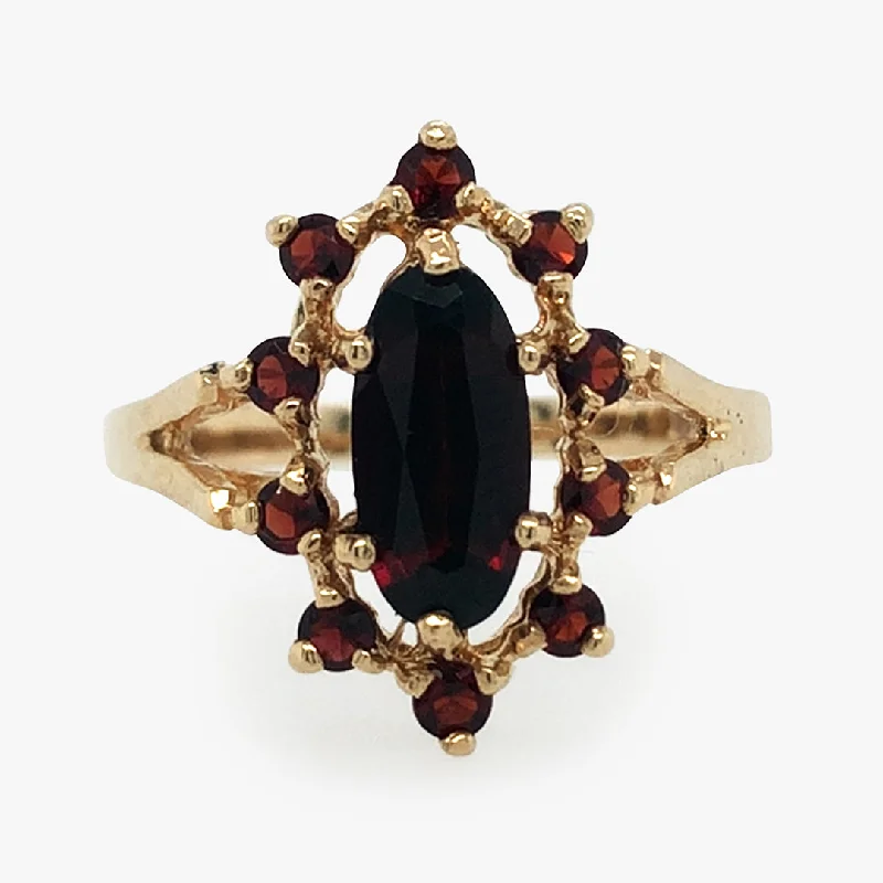 pear-shaped rings for women -Garnet Cluster Ring