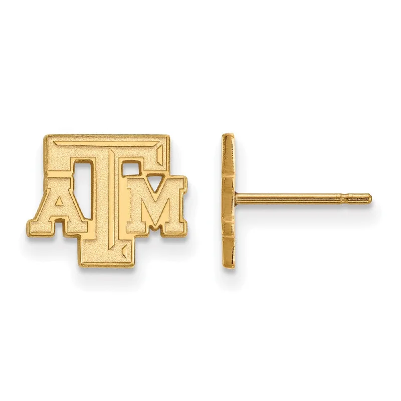 diamond earrings for women -10k Yellow Gold Texas A&M University XS (Tiny) 'ATM' Post Earrings