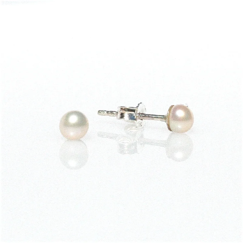 simple stud earrings for women -White Pearl Studs 4mm